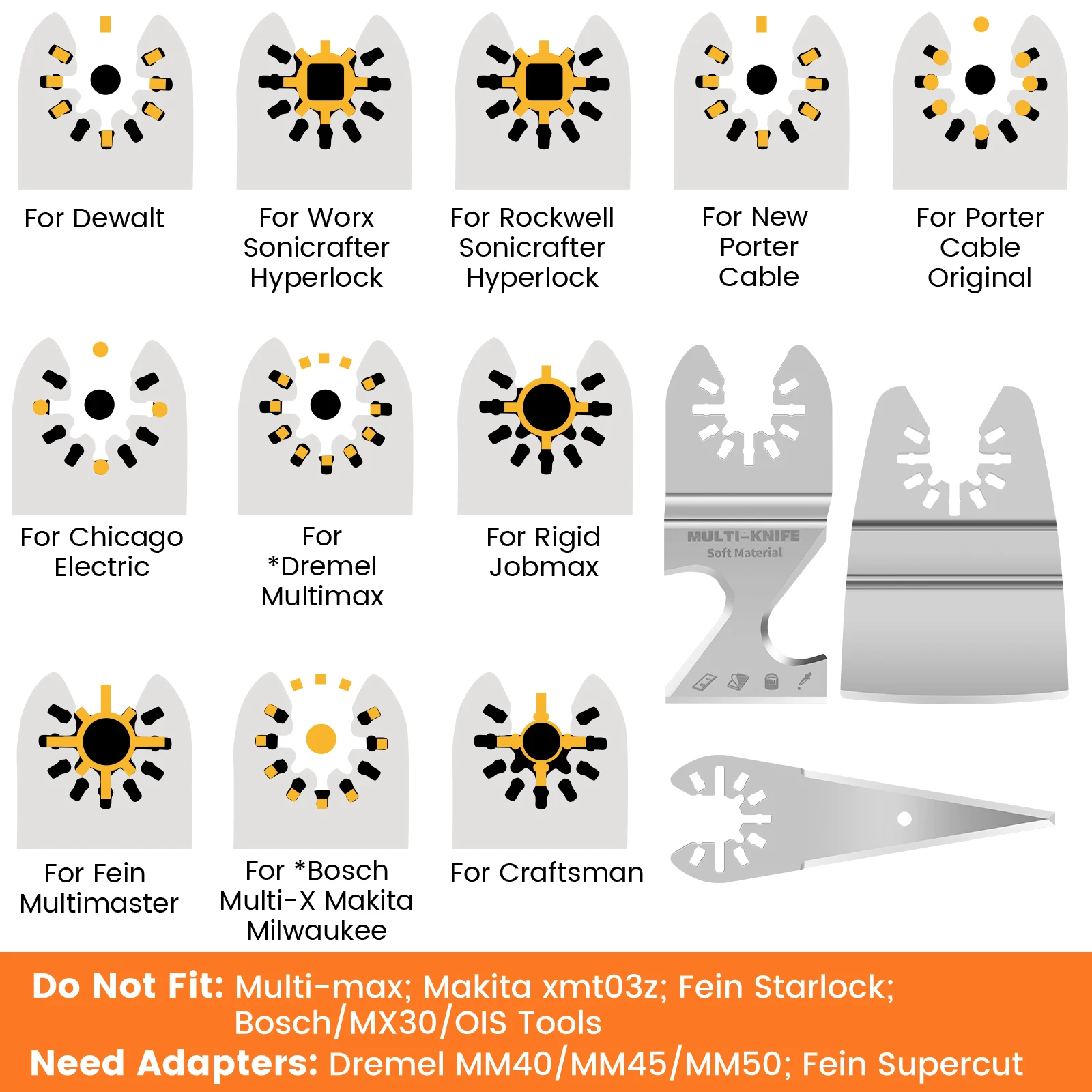 6/25 Stuks Multi-Cutter Mes Roestvrijstalen Oscillerende Gereedschapschraperbladen Multitool Haak Mes Mes Voor Houtsnijder