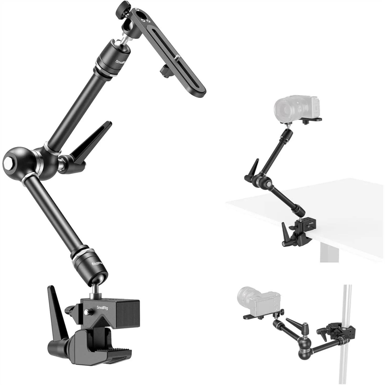 Camera Mount with Super Clamp and Platform, Overhead Desk Stand for Studio Space Saving, Heavy Duty Bracket