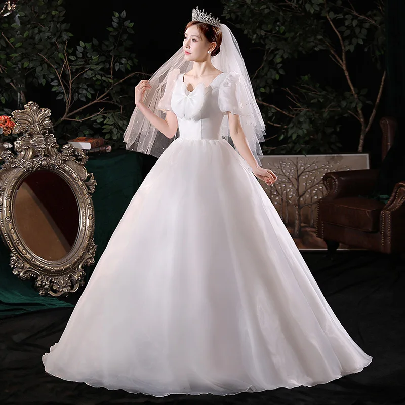 GIYSILE White Plus Size Wedding Dress 2024 Summer Bow New Princess Floor Length Out Shooting Wedding Dresses Vestidos De Novia