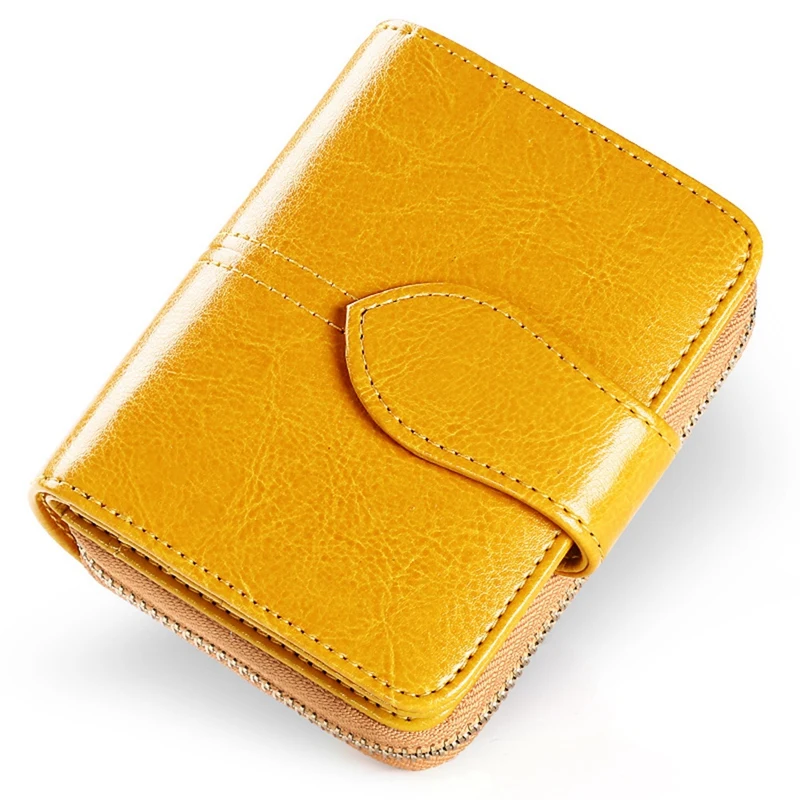 

GERUOLA Ladies Wallet Short Coin Purse Card Case Leather Multi-Card Position Women'S Wallet Wild-Card Position Version Yellow