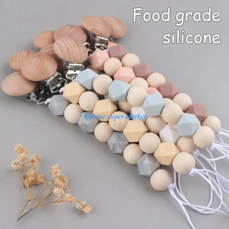 090B لهاية الطفل حامل سيليكون الخرز عضاضة كليب مكافحة قطرة مصاصة حزام