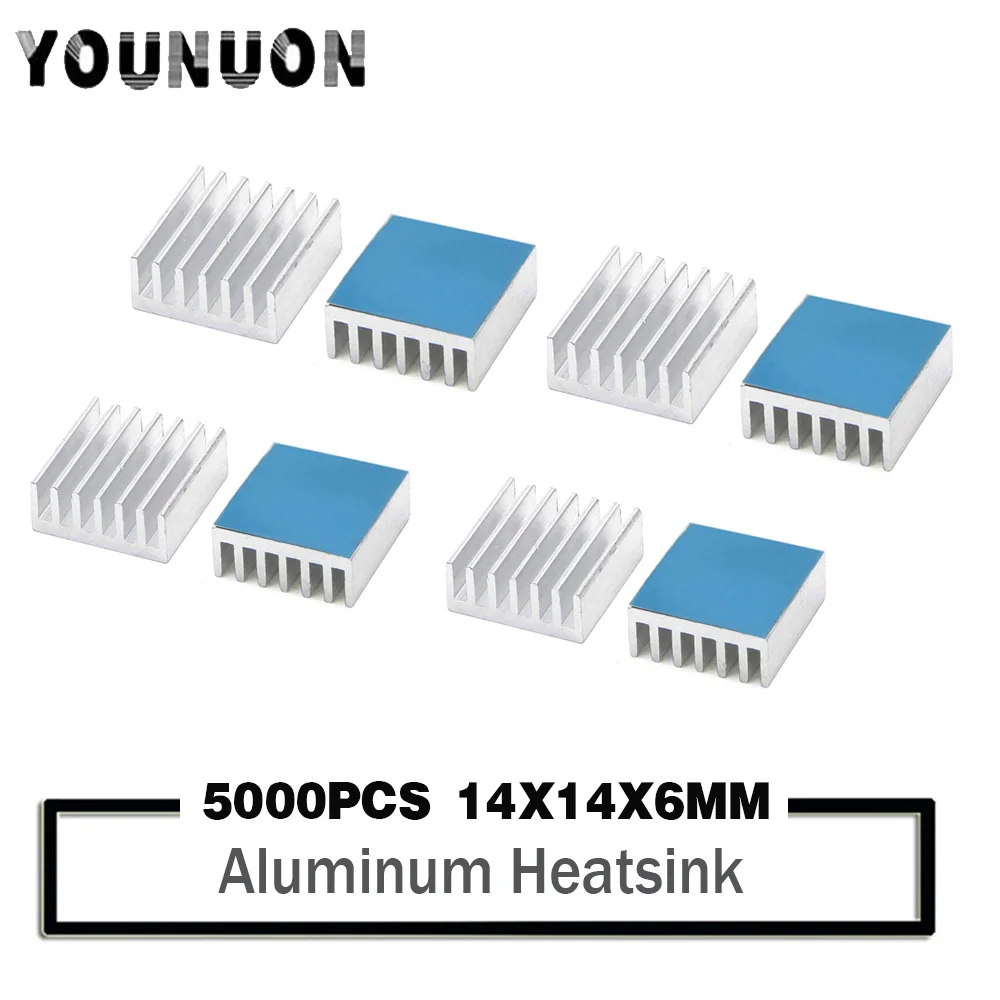 

5000Pcs YOUNUON 14x14x6mm Aluminum Heatsink Radiator Heat sink for Electronic IC Chip RAM MOS Dynatron Raspberry Pi Cooling