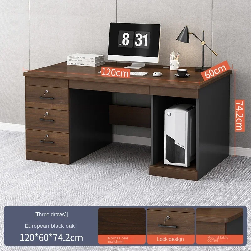Locked Desk Home Computer Desktop Simple Desk Workbench Desk Staff Desk and Chair Combination