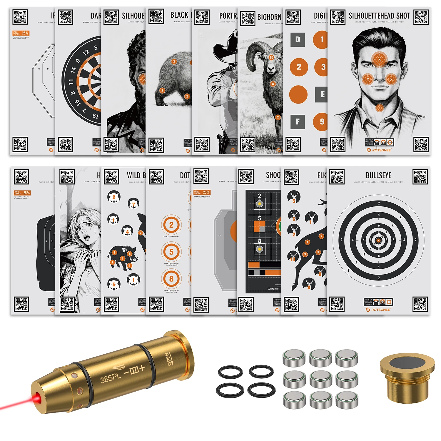 Laser Shooting Practice System with G-Sight App, Electronic Scoring 16 Targets, USB-Free Dry Fire Training Tool.