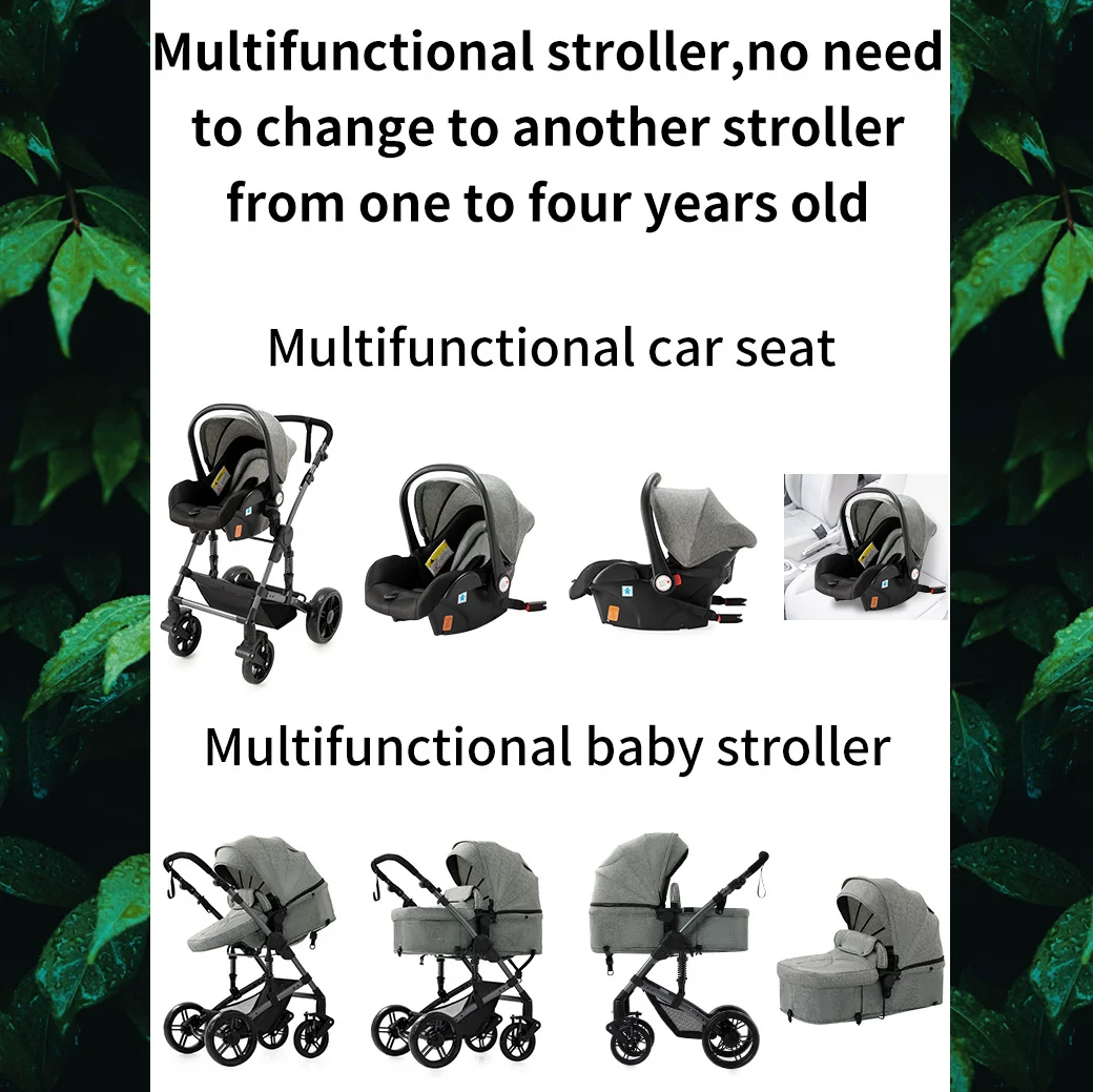 Passeggino 3 in 1, passeggino per bambini, carrozzina multifunzionale, leggera, portatile, pieghevole, passeggino da viaggio, carrozzina per neonati, passeggino a spinta manuale, carrello a quattro