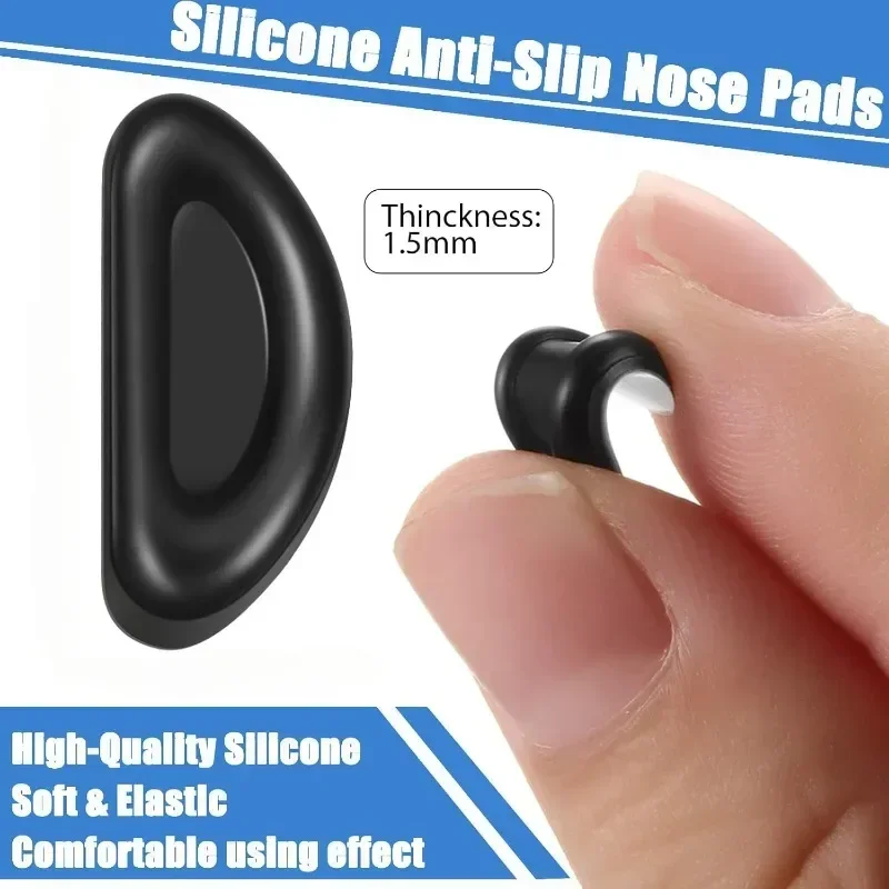 Eyeglasses Anti Slip Nose Pads Soft Silicone Adhesive Glasses Nose Pads for Frame Glasses Sunglasses(Black/Clear)