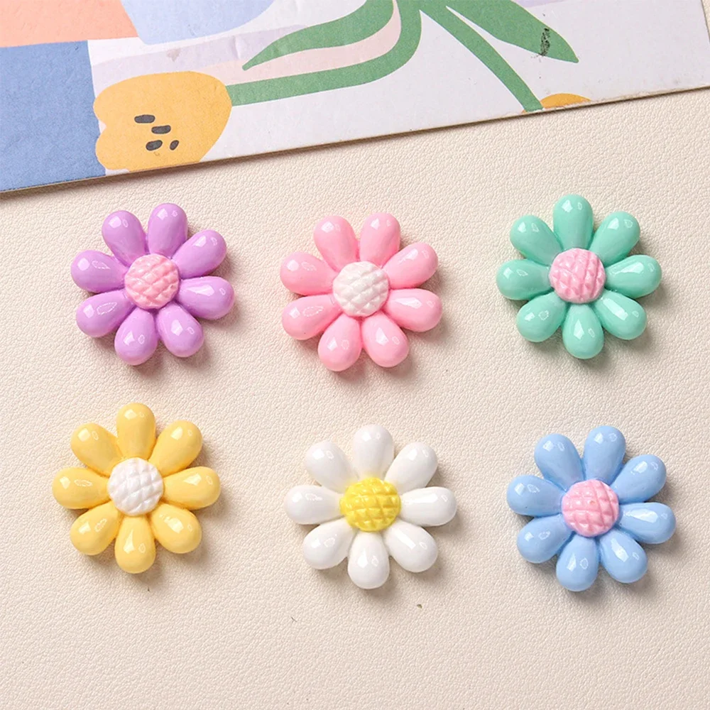 10PCS Shiny 27x27mm Flower Series Miniature Flat Back Resin Cabochons For Hairpin Scrapbooking DIY Home Decor Craft Accessories