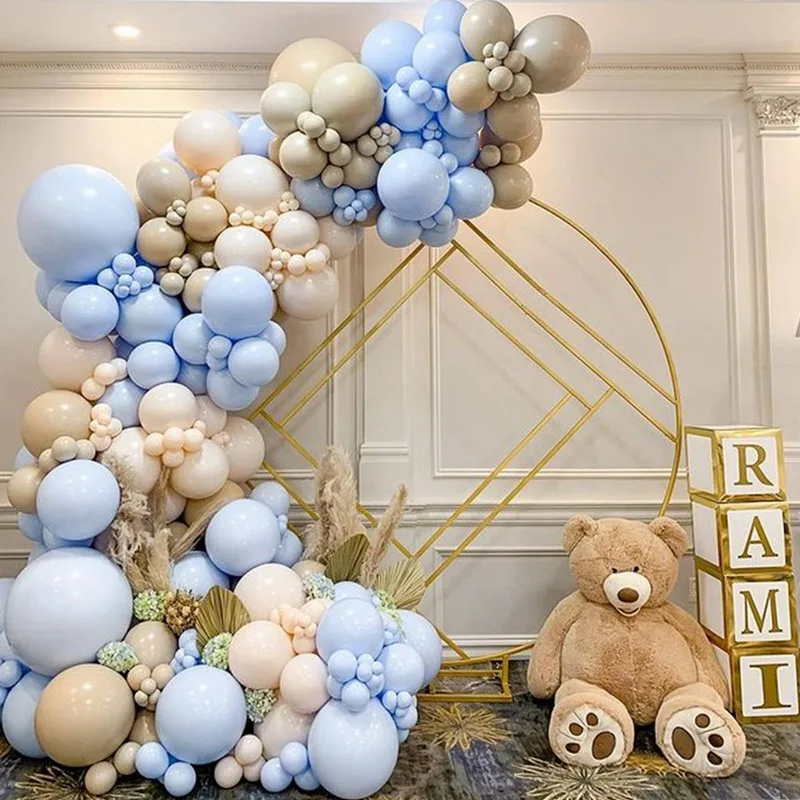 Blue Macaron Balloon Garland Arch Kit Wedding Birthday Ballon 1st One Year Birthday Party Decor Kids Baby Shower Latex Baloon