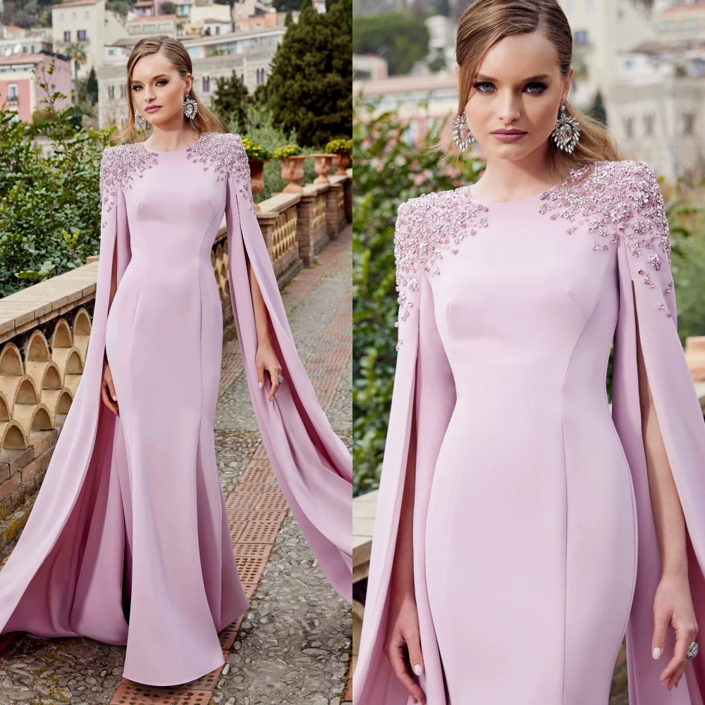 Robe de soirée sirène en satin pour mère mariée, robe perlée, paillettes, Arabie saoudite, fête de mariage, robe de Rh, élégante, 2024