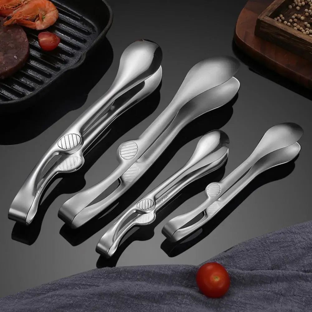 

Stainless Steel Non-slip Kitchen Tongs BBQ Buffet Food Clips Heat-Resistant Kitchen Utensils for Bread Steak Vegetables