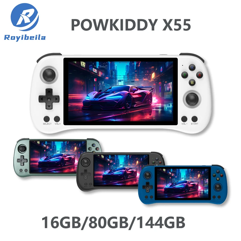 جديد X55 ريترو وحدة تحكم بجهاز لعب محمول 5.5 بوصة HD شاشة 4000 mAh بطارية ذات سعة كبيرة RK3566 نظام مفتوح المصدر هدية للأطفال