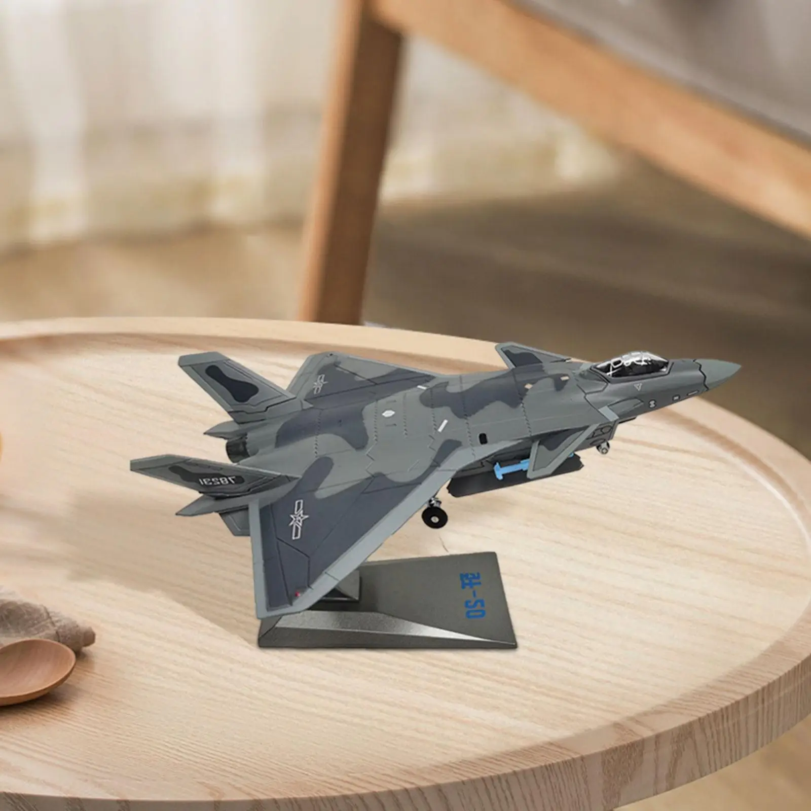 1/100 Scale J20 Fighter Diecast Alloy Model Collection Aircraft Ornament for Cafe Home TV Cabinet Living Room Tabletop Decor