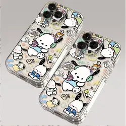 Cartoon Pochacco Kawaii Phone Case For iPhone 16 15 14 13 12 11 Mini Pro Max X XR XSMax 7 8 Plus SE20 Transparent Cover