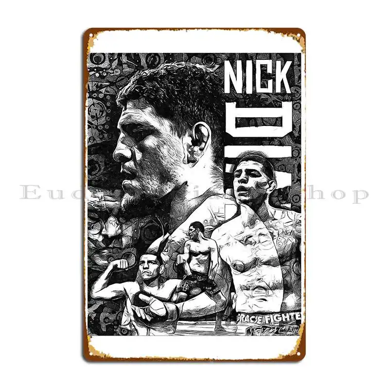 Nick Diaz Black And White Drawing Savagerootsmma Metal Sign Mural Print Wall Decor Pub Designing Tin Sign Poster