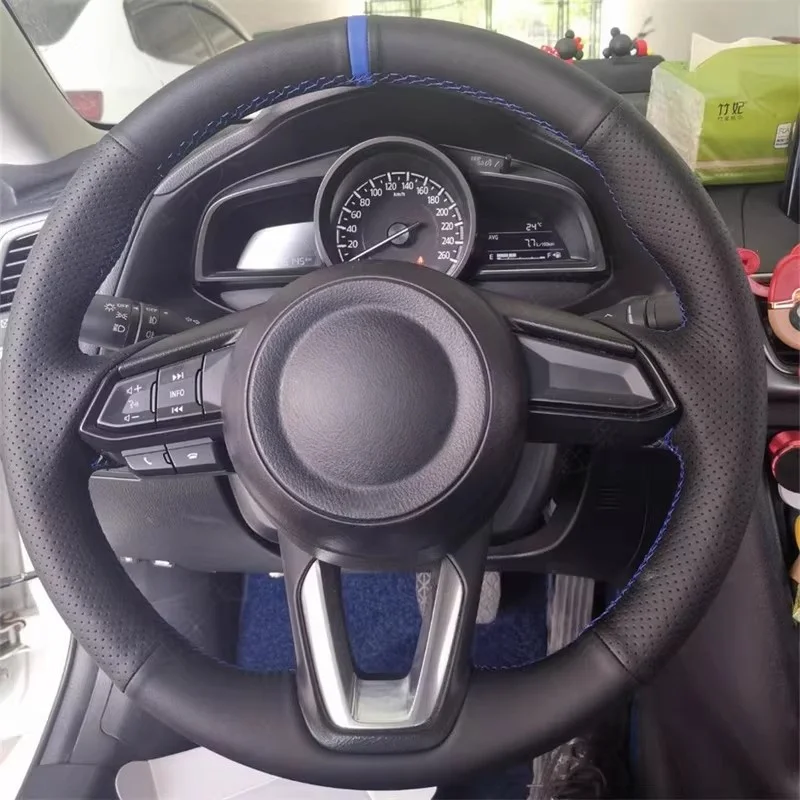 

CX3 CX-5 CX5 2017 2018 Mazda 6 CX-9 Accessories Artificial Leather Wrap Auto Interior Steering Wheel Cover For Mazda CX-3