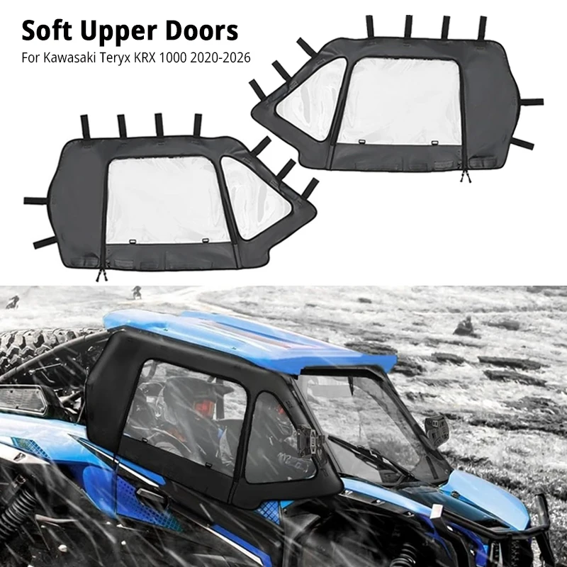 KRX النوافذ الجانبية لـ Kawasaki Teryx KRX 1000 2026 2025 2024 2023 2022 2021 2020 واضح باب الكابينة UTV الضميمة عدة #1