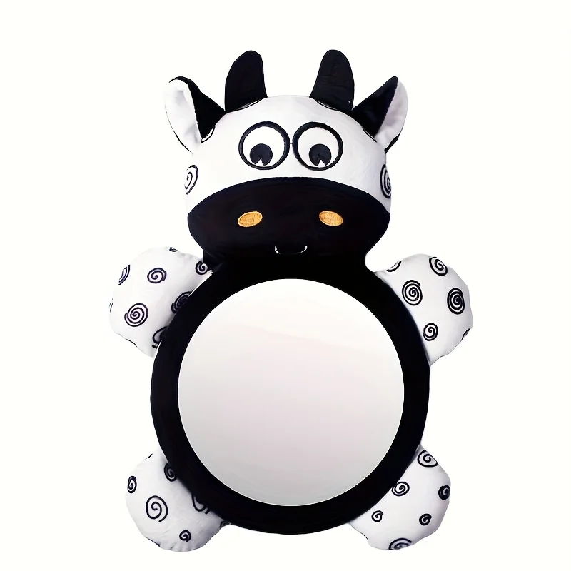 Zebra Cow Pattern Baby Car Mirror - Rear View Mirror for Infant Car Seats & Strollers Wide Angle, Adjustable, Reflective Safety