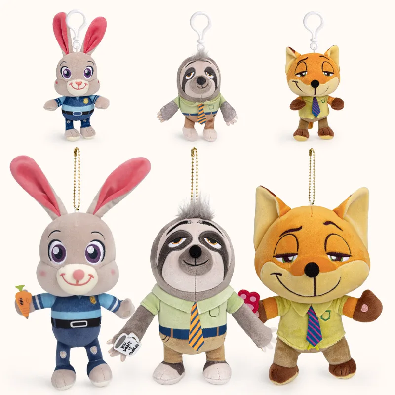 Disney Kuromi Zootopia School Bag Pendant Keychain Judy Nick Sloth Plush Toys Doll Anime Peripherals Children Gift