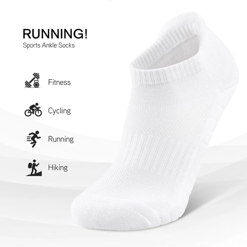 جوارب رياضية منخفضة القطع للكاحل - مبطنة، ناعمة ومسامية، مضادة للبثور، 6 أزواج من الرجال والنساء
