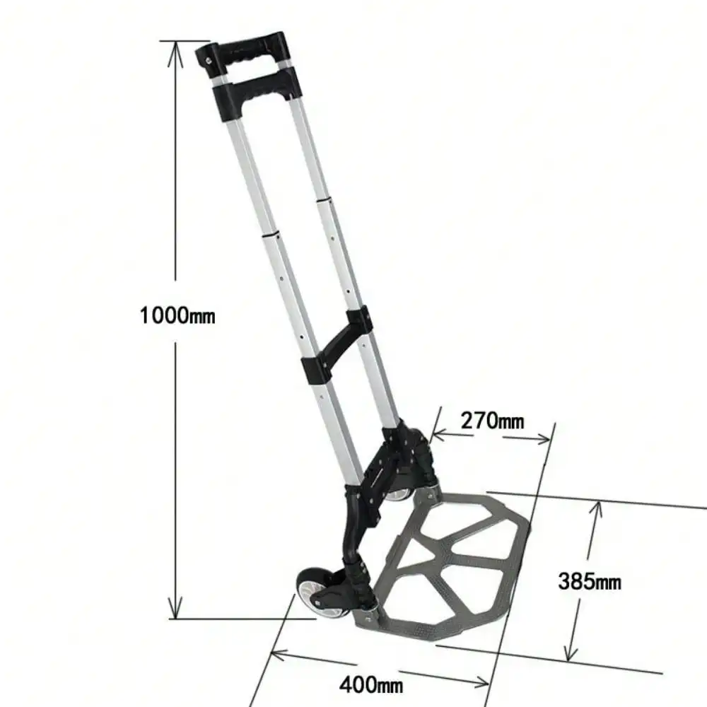 Portable Black Aluminum Cart & Trolley Sturdy and Sturdy Design,Luggage Cart Trolley Black, For Travel, Moving, Shopping Use