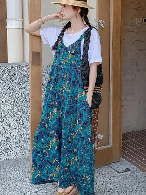 Pantaloni a gamba larga con stampa floreale Dopne Pantaloni estivi da donna nuovi con cinturino Sle Agel Gonna pantaloni larghi coreani