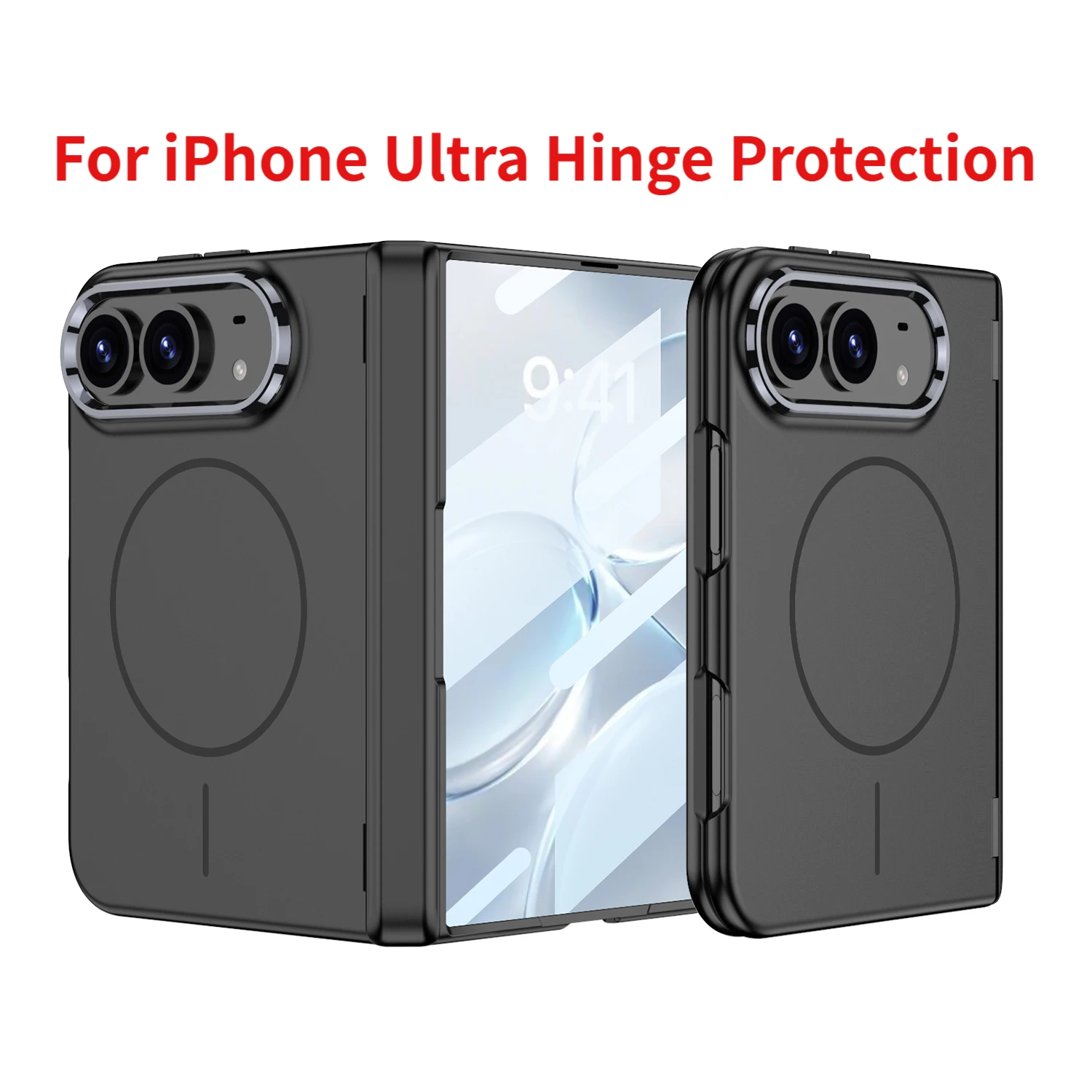 For Magsafe Magnetic Suction Phone Case With Front Screen Film Ultra-thin Fold  Cover For iPhone Duo Hinge Protection