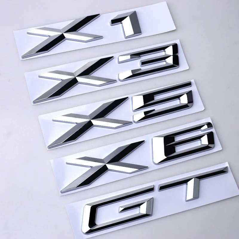 

ABS 3D Chrome Car Rear Trunk Letters Stickers For BMW X1 X3 X5 X6 GT Logo Emblem Lettering Sticker Auto Accessories