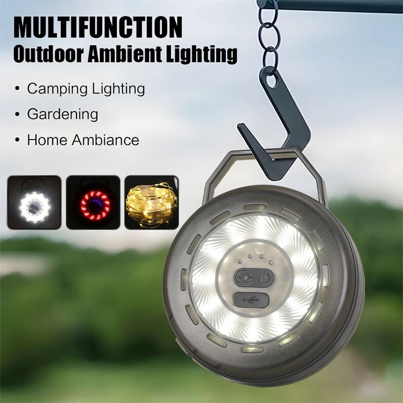 

New Outdoor Camping Light Atmosphere LED Rechargeable Tent Camping String Light Handheld Garden Tent Decorative String Light