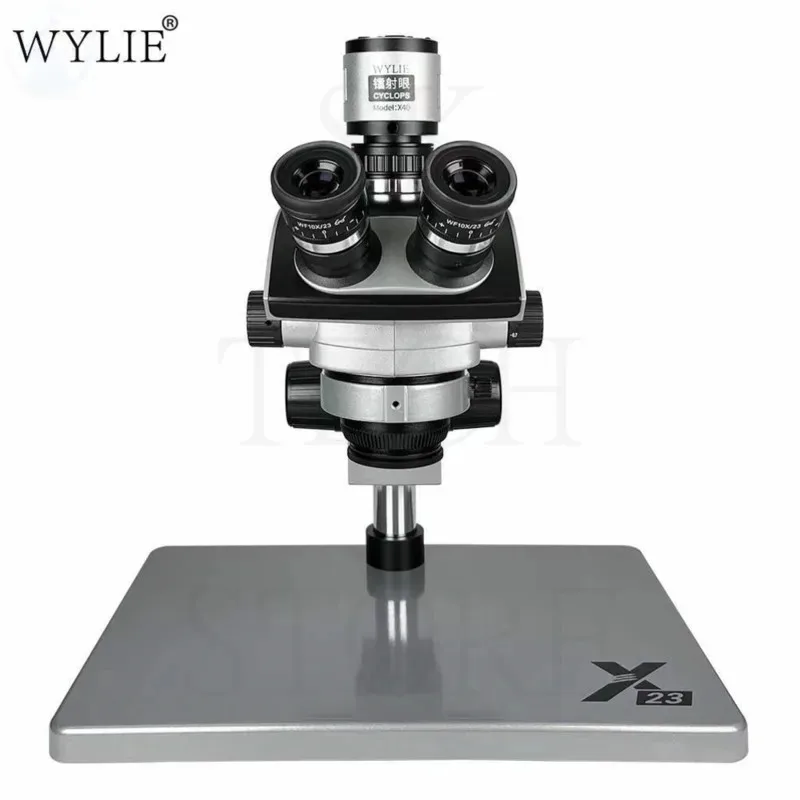 Wylie X23 Zoom Professional Trinocular Stereo Microscope HD Laser Eye Cyclops X40 X80 Camera For Mobile Phone Repair Tools