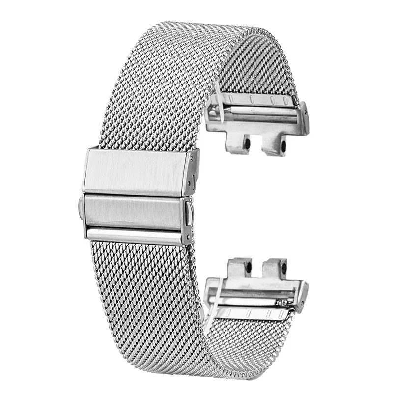 ميلان شبكة من الاستانلس استيل حزام ل كاسيو GMW-B5000 Gmw b5000 GM-B2100 حزام الرجال الرياضة الأسود الفضة معدن الفرقة سوار