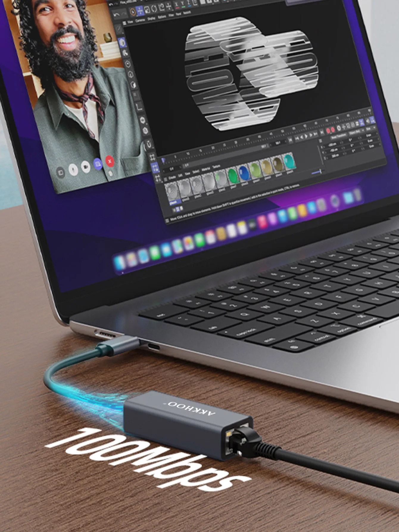 100Mbps network card - Type-C to R45 network port conversion for wired network card. Driver-free version suitable for desktop co