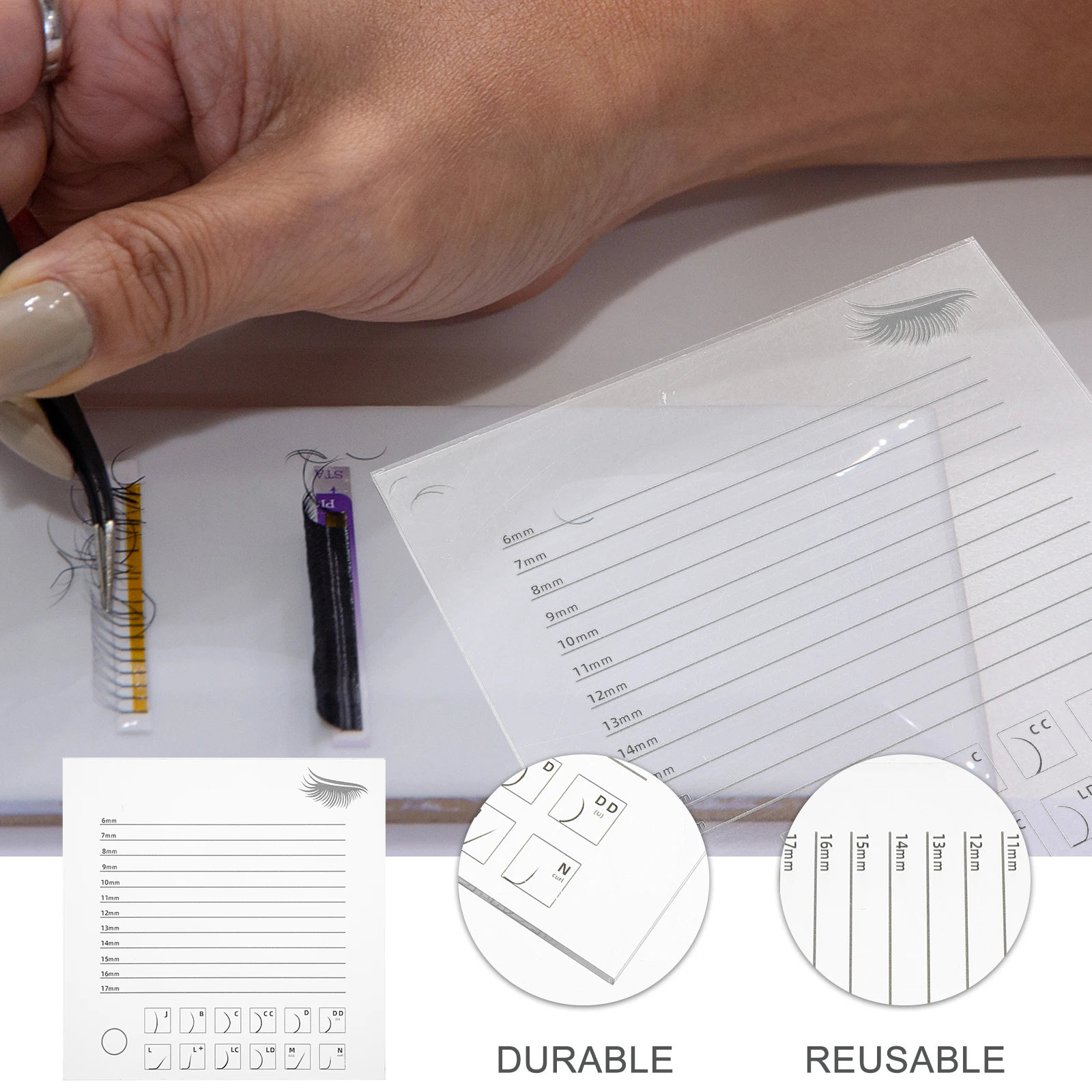 Akrylowa tablica do prezentacji rzęs, narzędzie do przedłużania rzęs, uchwyt na sztuczne rzęsy, materiały do przedłużania rzęs, wyposażenie salonu kosmetycznego