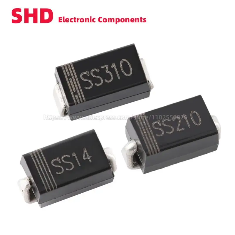 100PCS SS14 SS24 SS34 SS16 SS26 SS36 SS110 SS210 SS310 SS54 SS56 SS510 1A 40V SMA DO-214AC SMD Schottky Diodes