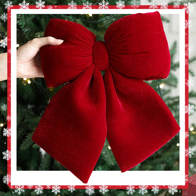 

Red Velvet Christmas Bow Ornament for Navidad Xmas Tree Decorations 2025, Holiday Wedding Party Hanging Decor Gift New Arrival