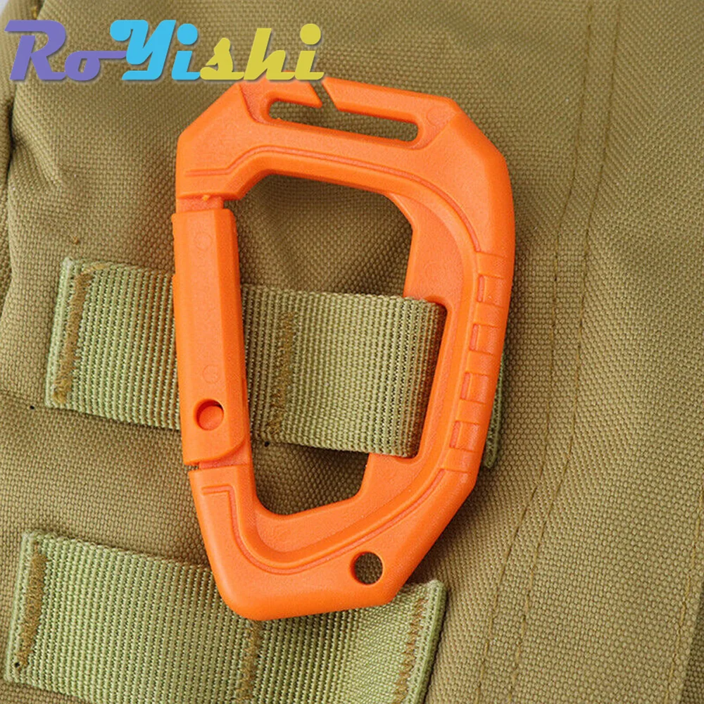 1 Pcs D Shape 200LB Plastic Snap Clip Carabiner Mountaineering Buckle Outdoor Hanging Keychain Hook Climbing Accessories