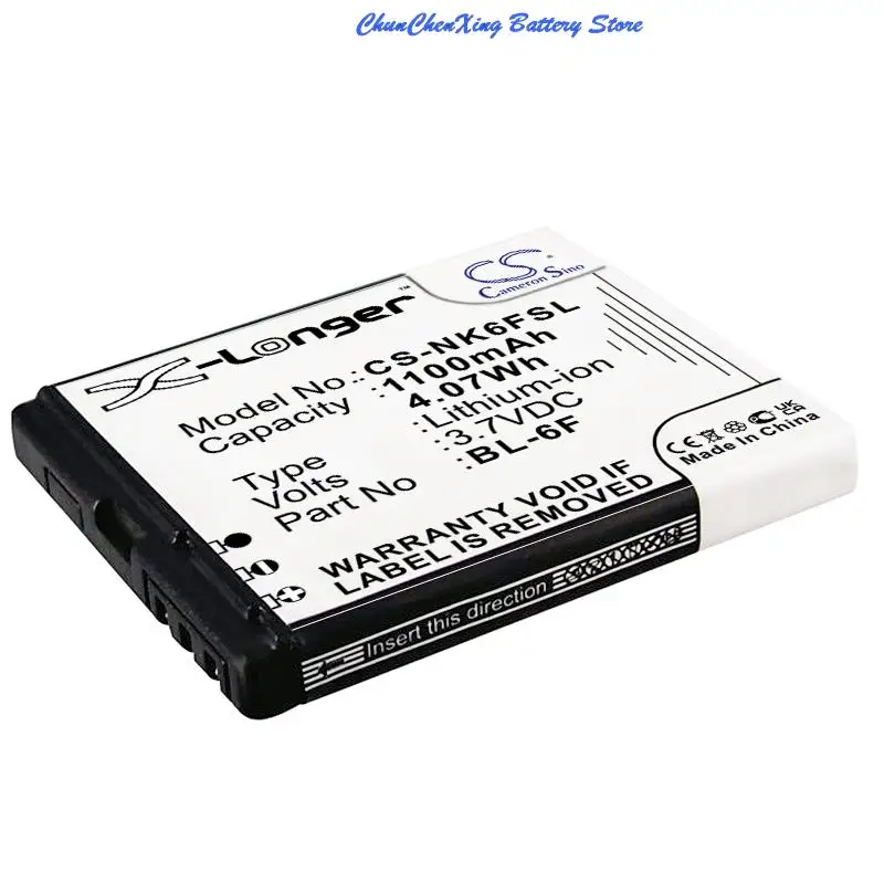 Cameron Sino Batería BL-6F de 1100 mAh para Nokia N78, N79, N95 8 GB, N6F10T para BLU Cubo, para VIBO A688