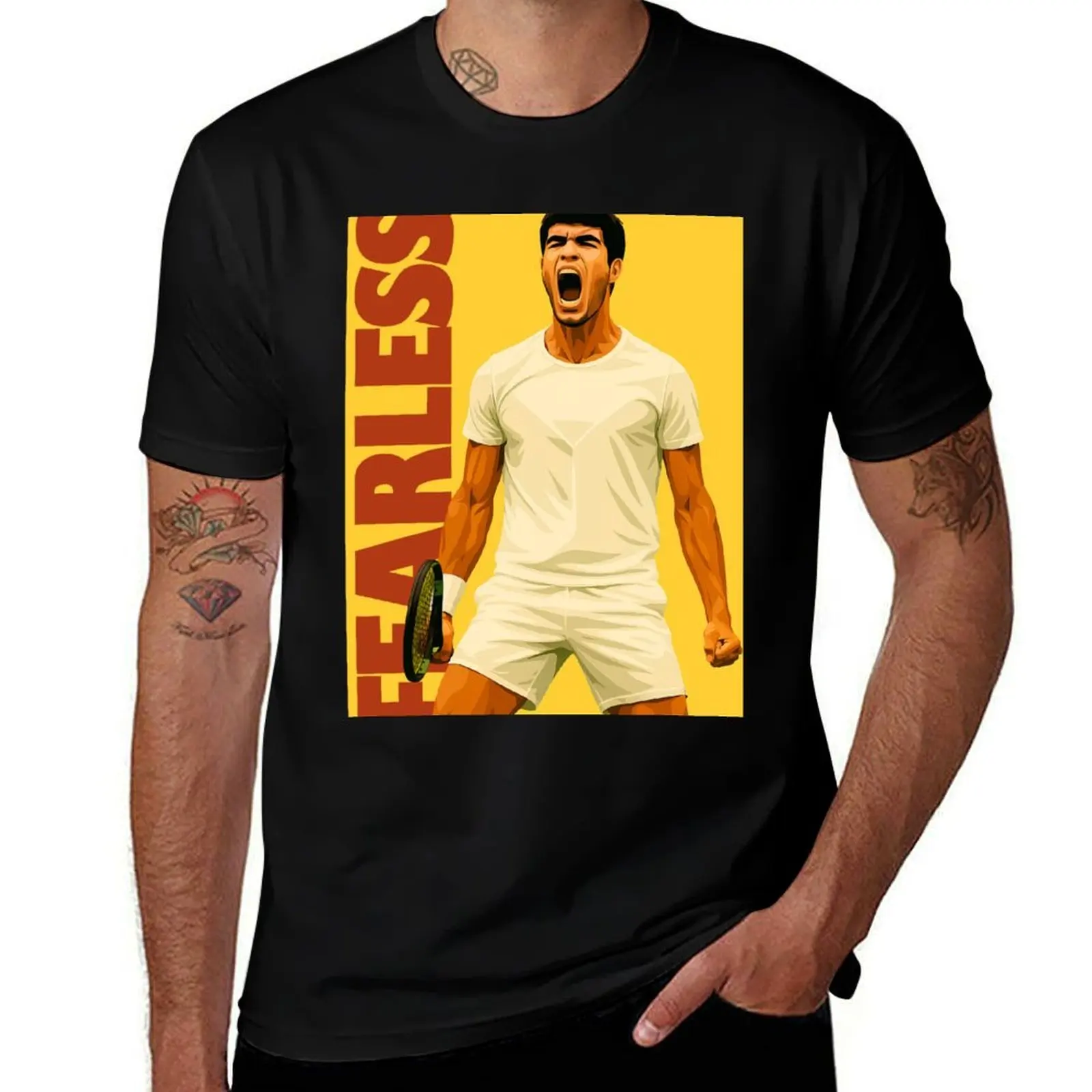 Alcaraz – T-shirt de tennis style illustration Fearless Power, T-shirt basique en coton respirant