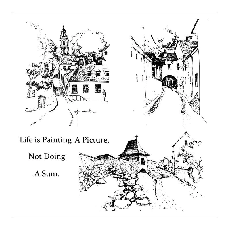 

House Stamp for Birthday Card Making Scrapbooking Landscape Pattern Silicones Stamp for Album Embellishments high quality