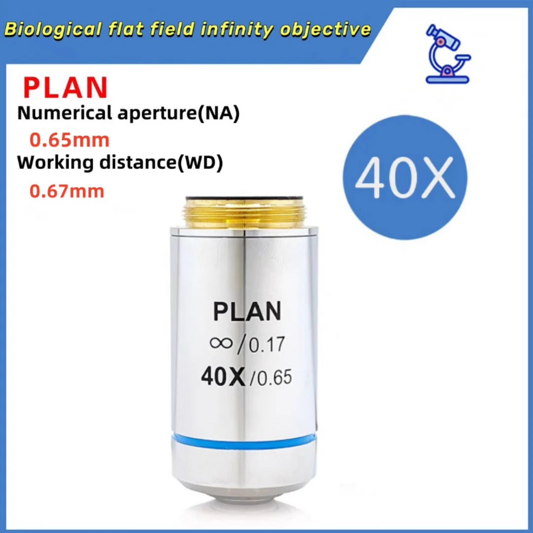 

40X Professional infinity plan objective lens, 195 achromatic objective lens, suitable Olympus microscope