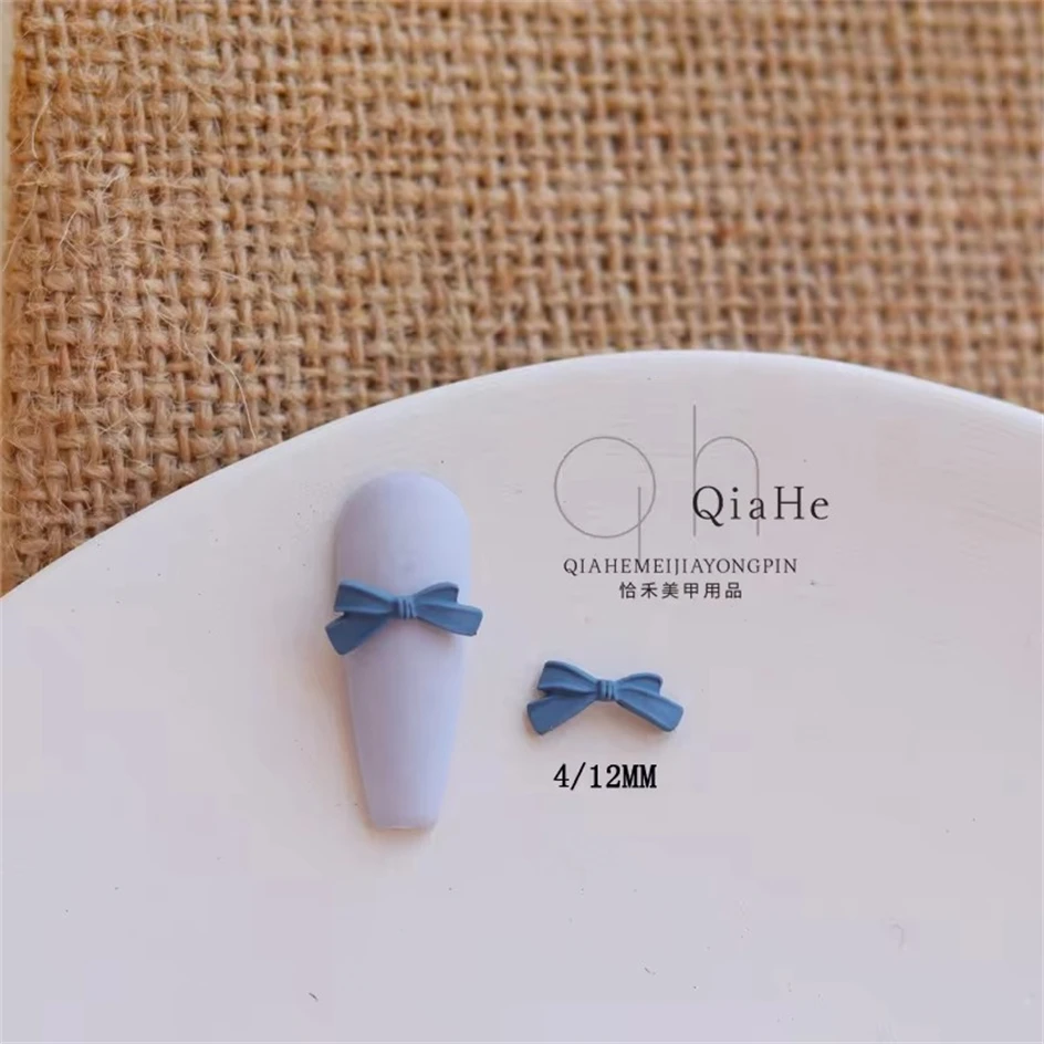 5pcs Bow tie Teddy Bear Nail Charms Accessories Kawaii 3D Matte Metal Alloy Coffee Color Bow Ribbon Jewelry Nail Art Decoration