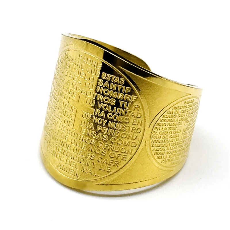 

Christian Bible Cross Ring for Women Men Stainless Steel Gold Silver Color Religious Prayer Male Rings Jewelry anillos R613GD
