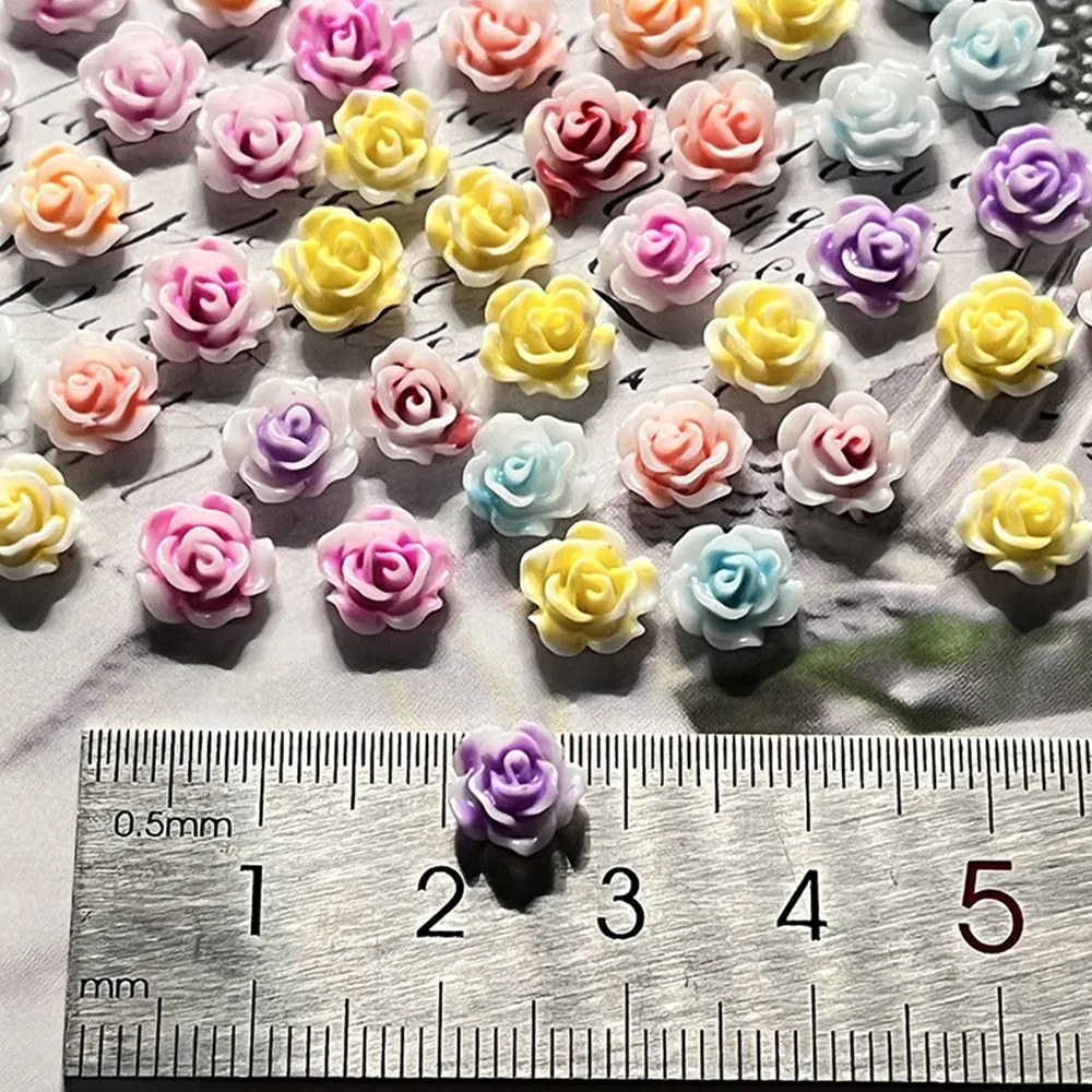 60PCS 8mm New Nail Art Cloudy Camellia Ornament Three-dimensional Resin Small Flower DIY Nail Accessories Phone Case Decoration