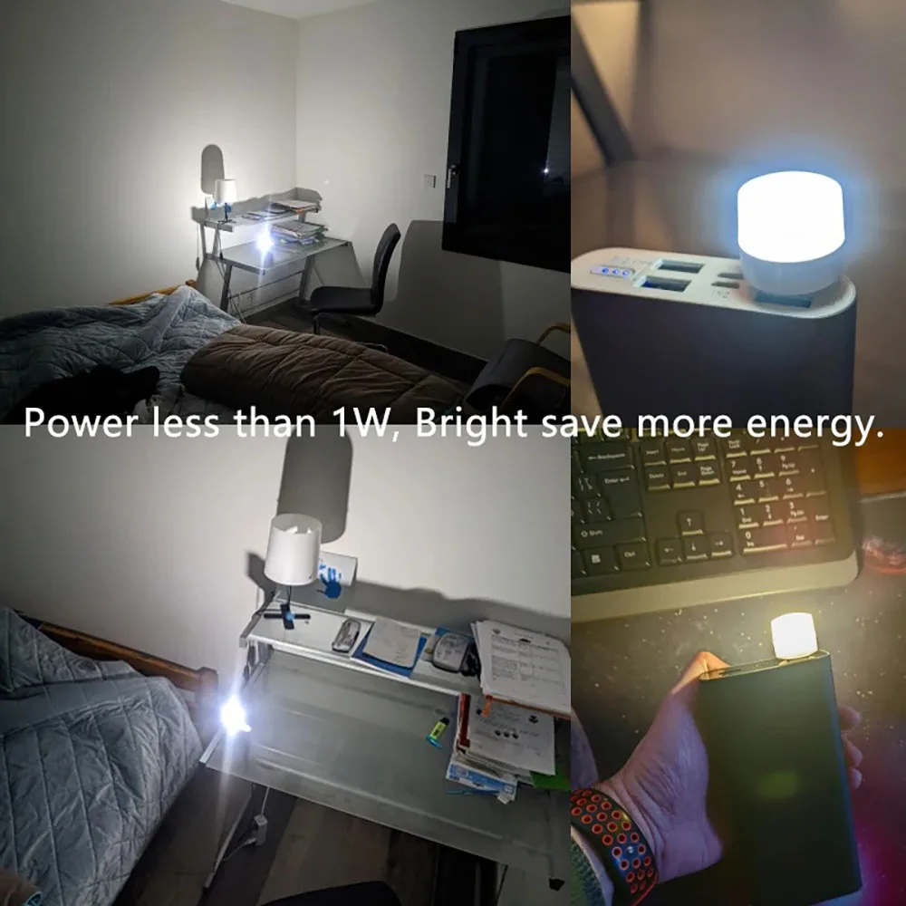 USB Plug Light Mini LED Night Light Power Bank Charging Book Light Small Circle Reading Eye Protection Light Campsite Equip