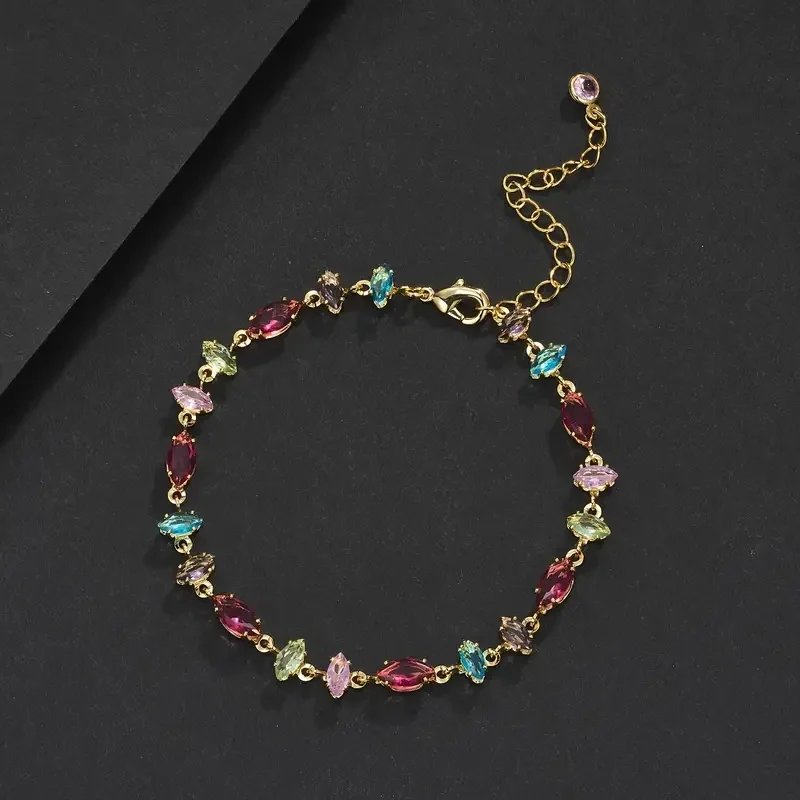 

MultiColor Geometric Rainbow Glass Bead Bracelet Bohemian Style White Golden Plated Copper Cute Sweet Glittery Unisex Jewelry