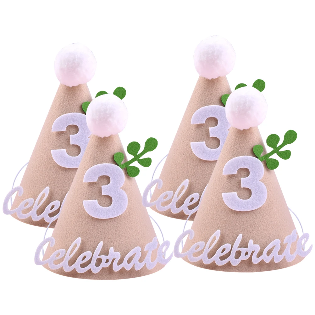 

4pcs Caps Adorable Headwear Cartoon Birthday Hats For Favors Birthday Celebration Shower Costume