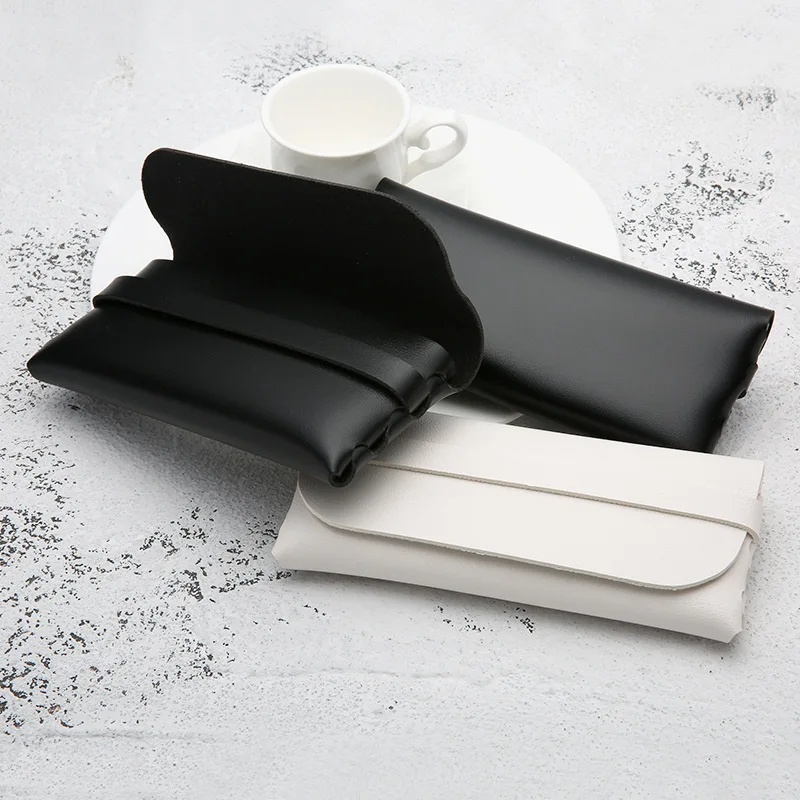 

SEAMERGO Portable Eyewear Bag Leather Handmade Eyewear Box Men Women PVC Snap Fastener Soft Bag Classic Snap-on Sunglasses Case
