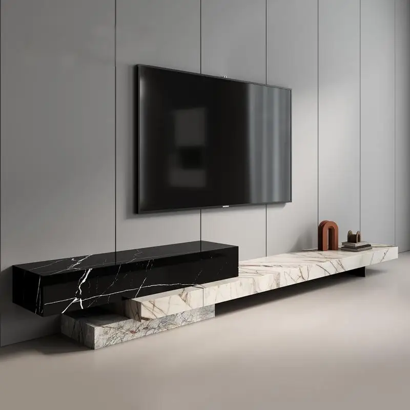 

"Italian Luxury TV Stand Set - Natural Marble Media Console, ENF Eco-Friendly Minimalist Modern Living Room"