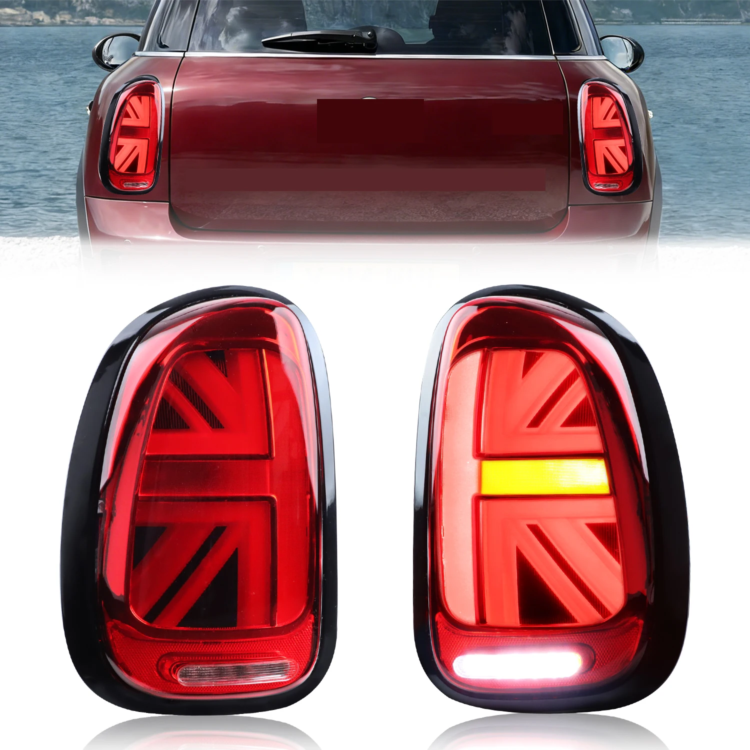 2Pcs Rear Union Jack Tail Brake Light Backup Reverse Light LED For 2010 2011 2012 2013 2014 2015 2016 Mini Cooper Countryman R60