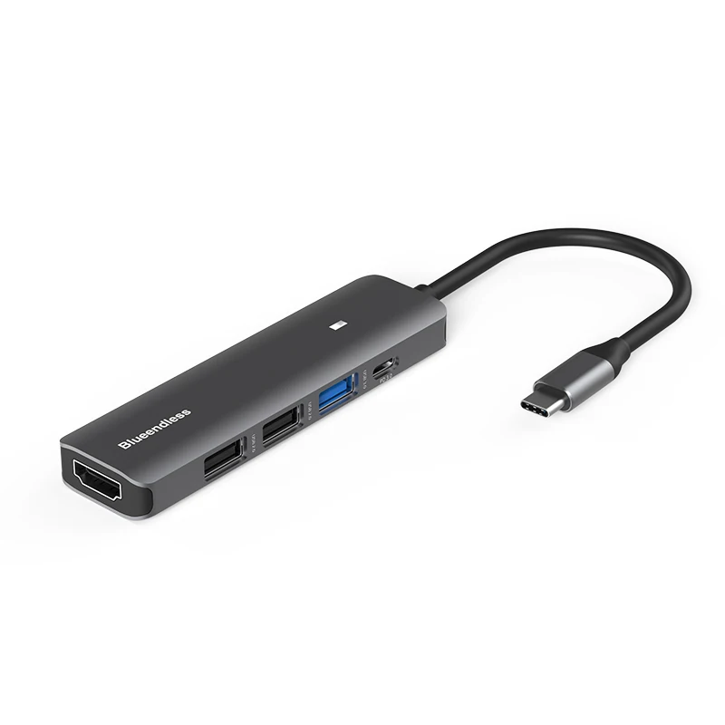 Blueendless Type-C Hub USB 3.0 4K عرض ميناء 100 واط PD 4K HD شحن قارئ بطاقة محول للكمبيوتر المحمول ماك بوك برو