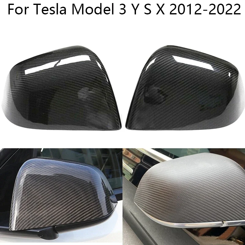 

Real Dry Carbon Fiber Car Side Mirror Cove Rearview Mirror Caps Parts For Tesla Model 3, Y, S, X, 2012-2019, 2020, 2021, 2022